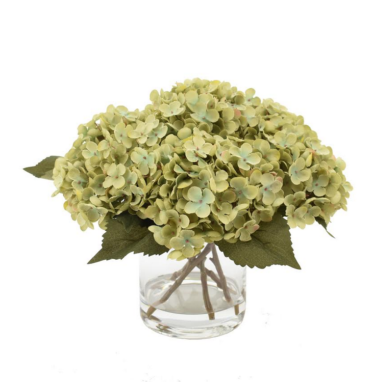 Beautiful lifelike green hydrangea arrangement